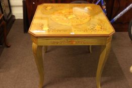 Floral inlaid combination games table, 76cm square,