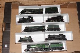 Seven model Locomotives, three with tenders.