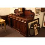 Victorian mahogany four door chiffonier with raised back, 158cm by 196cm by 58cm,