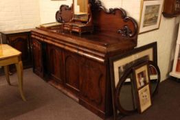 Victorian mahogany four door chiffonier with raised back, 158cm by 196cm by 58cm,