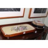 Victorian beadwork footstool and a Victorian beadwork stand.