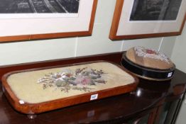 Victorian beadwork footstool and a Victorian beadwork stand.