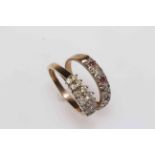 9 carat gold fourteen stone diamond ring and ruby and diamond ring (2).