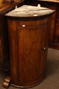 Georgian bow front corner wall cabinet, Victorian walnut four tier corner whatnot,