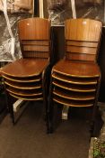 Set of ten vintage stacking chairs, steel style furniture, Croxdale.