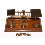 S. Mordan & Co. postal scales with weights, 26cm across, together with sovereign scale (2).