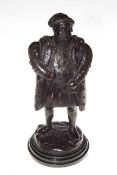 Bronze sculpture of Henry VIII, 34cm.