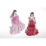 Royal Doutron 'Lauren' lady figure, HN 3975 and 'Valerie' Coalport modelled by J Bromley.