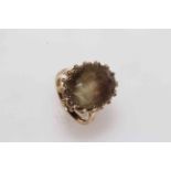Smokey quartz 9 carat gold ring, size K.