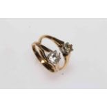 18 carat gold solitaire diamond ring, size N, and 9 carat gold cubic zirconia ring, size L (2).