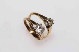 18 carat gold solitaire diamond ring, size N, and 9 carat gold cubic zirconia ring, size L (2).