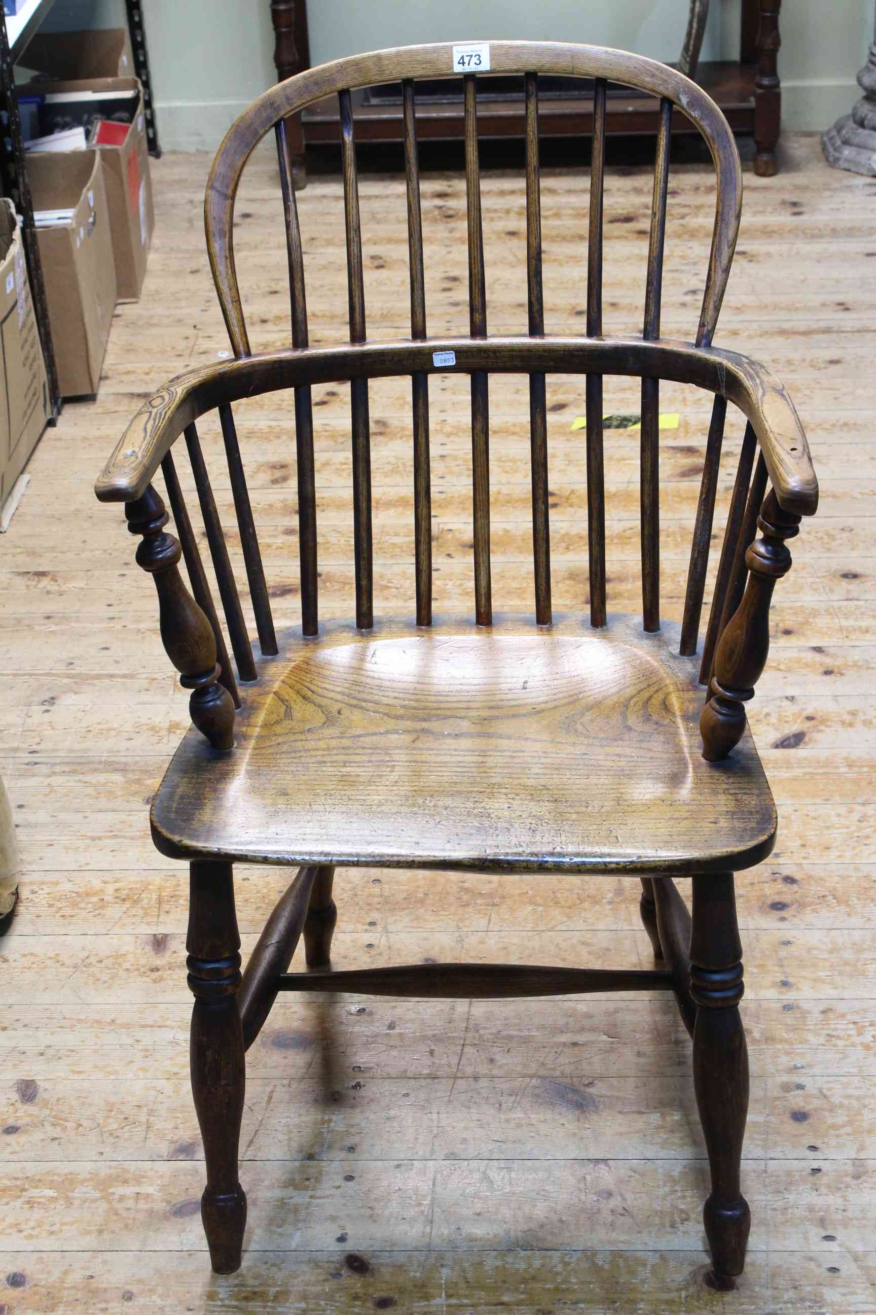 Antique Windsor spoke back elbow chair. - Image 2 of 2