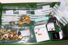 Collection of assorted earrings including some 9 carat gold.