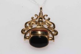 9 carat gold swivel hardstone fob.