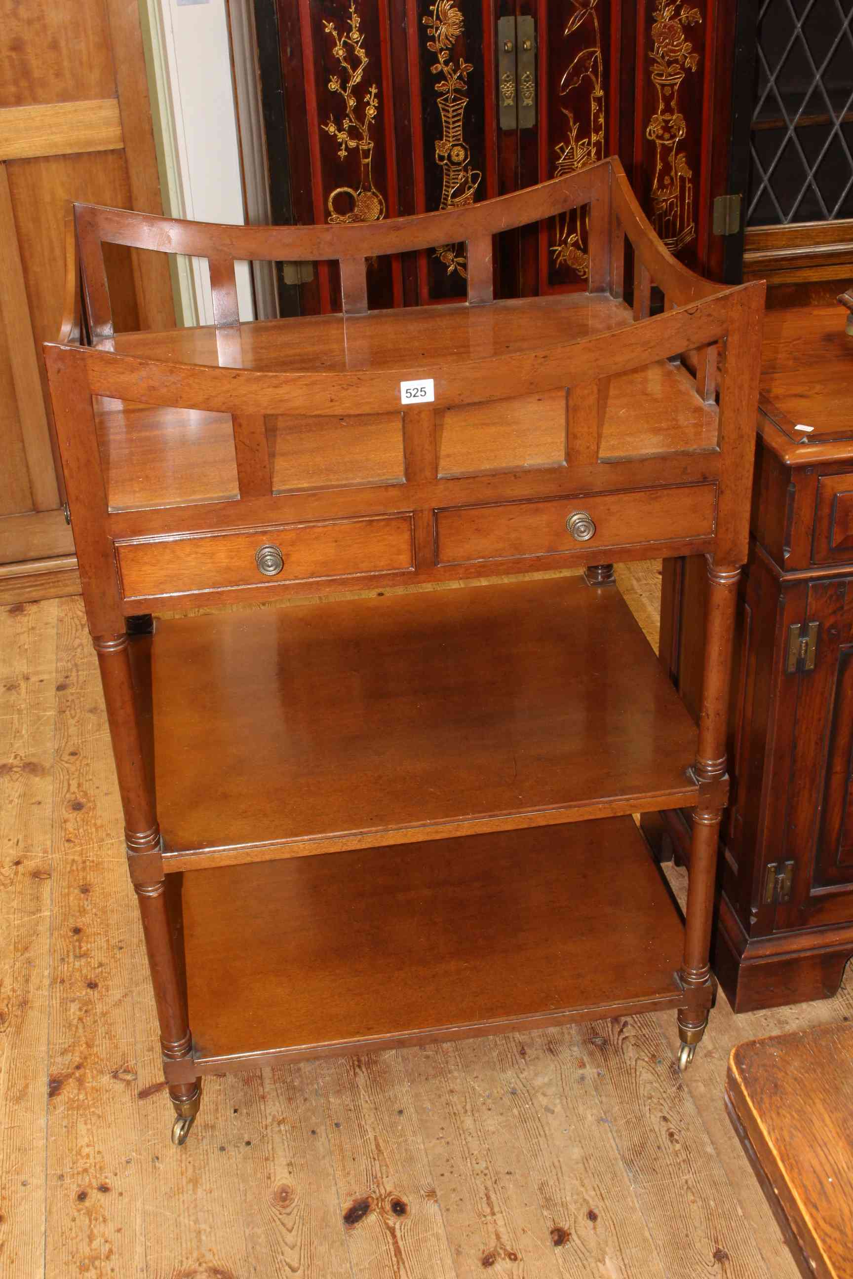 Mahogany three tier whatnot/etagere,