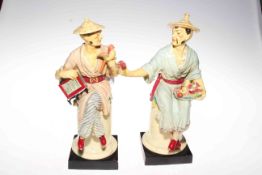 Pair of Royal Worcester figures, modelled by A Azori, No. 3587 L'Oiseau and 3585 Le Panier.