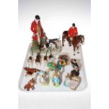 Royal Stratford Hunting group, Beswick Huntsman, five hounds and two foxes,