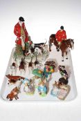 Royal Stratford Hunting group, Beswick Huntsman, five hounds and two foxes,