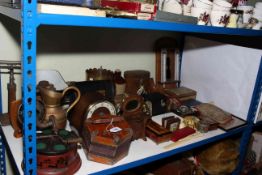 Accordion, Nirona wind up gramophone, mantel clocks, kitchen scales and weights, samplers,