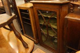 19th Century glazed door corner wall cabinet and Victorian walnut glazed door music cabinet (2).