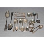 Pair George III silver fruit spoons, London 1802, together with collection of silver teaspoons,