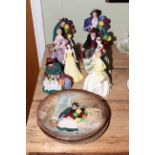 Royal Doulton and Royal Worcester figurines including Balloon Seller, Christmas Day RD 2005,
