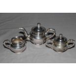 Chinese Shanghai silver four piece tea set comprising teapot, sugar, cream and strainer,