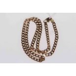 9 carat gold flattened chain link necklace, 46cm length.