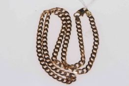 9 carat gold flattened chain link necklace, 46cm length.