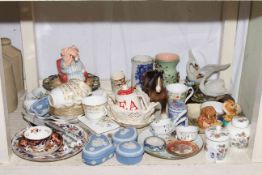 Collection of china including Minton Jubilee, Wedgwood, Pendelfin, Crown Ducal, Victorian porcelain,