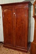 Victorian mahogany double arched panel door fitted wardrobe, 211cm x 134cm x 62cm.