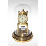 Gustav Becker anniversary clock with glass dome, 28cm.