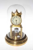 Gustav Becker anniversary clock with glass dome, 28cm.