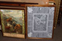 Two framed 1910 and 1911 calendars,