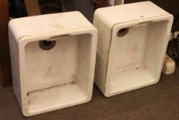 Pair Armitage Shanks Belfast style sinks, 46cm x 38cm.