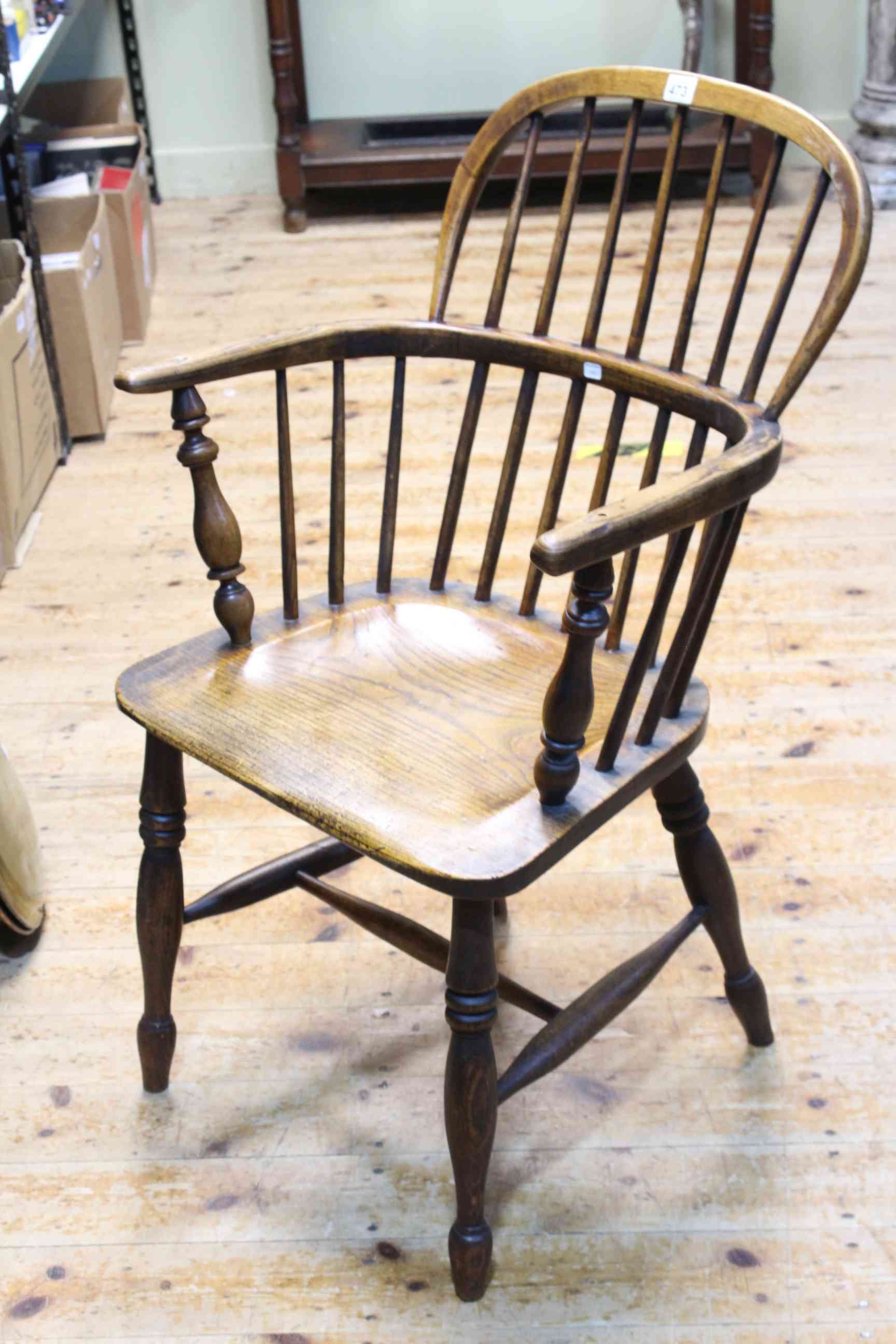 Antique Windsor spoke back elbow chair.