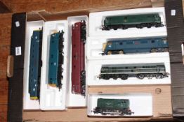 Box of seven assorted Locomotive trains.