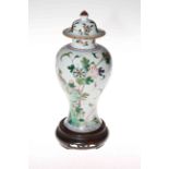 Antique Chinese Kangxi famille verte baluster jar and cover, with butterfly,