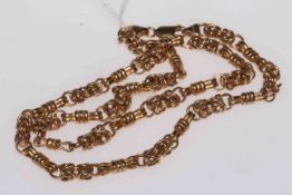 9k gold fancy link necklace, 51cm length.