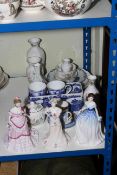 Royal Worcester, Coalport and Royal Doulton figures, Aynsley Wild Tudor china, blue and white china,
