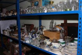 Masons Regency tableware and two mahogany jugs, assorted glassware, Murphy radio,