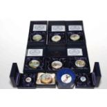 Ten enamel trinket boxes in presentation boxes by Crummles, Alastor and Ashley.