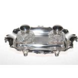 Edwardian silver ink stand by Walker and Hall,