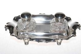 Edwardian silver ink stand by Walker and Hall,
