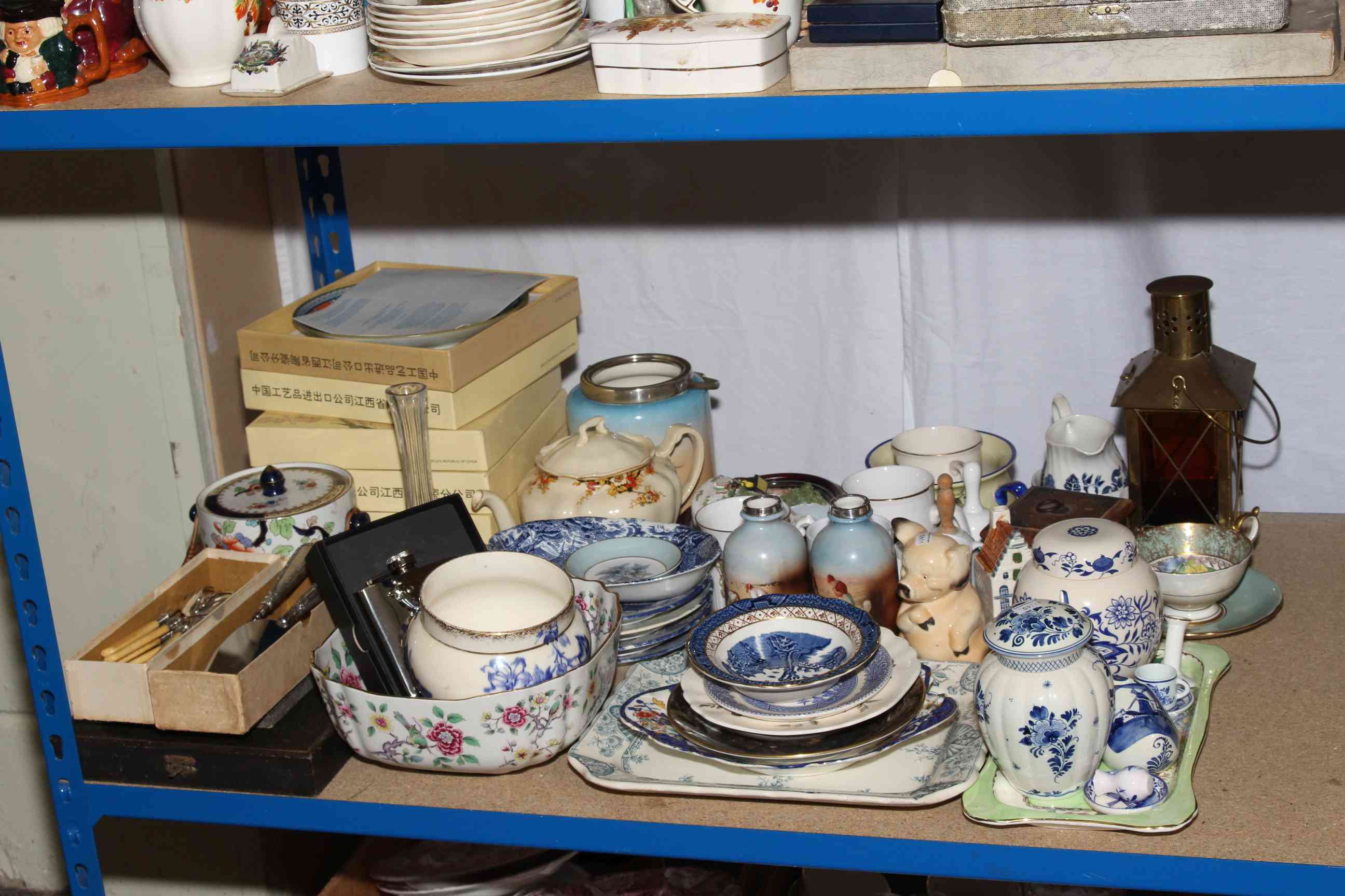 Circa 1980's Oriental porcelain plates, cutlery, Delft, Losol ware biscuit jar, etc.