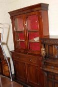 Victorian mahogany secretaire bookcase having two glazed panelled doors above a secretaire drawer