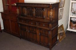 Old Charm glazed door top court cupboard, 137cm by 137cm by 46cm.