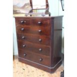 Victorian mahogany chest of two short above four long graduated drawers, 143cm by 131cm by 59cm.