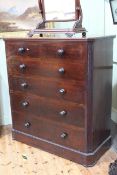 Victorian mahogany chest of two short above four long graduated drawers, 143cm by 131cm by 59cm.