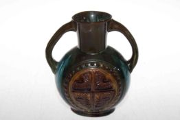 Linthorpe Pottery Chr. Dresser Peruvian design two handled vase, shape no. 337, 20cm.